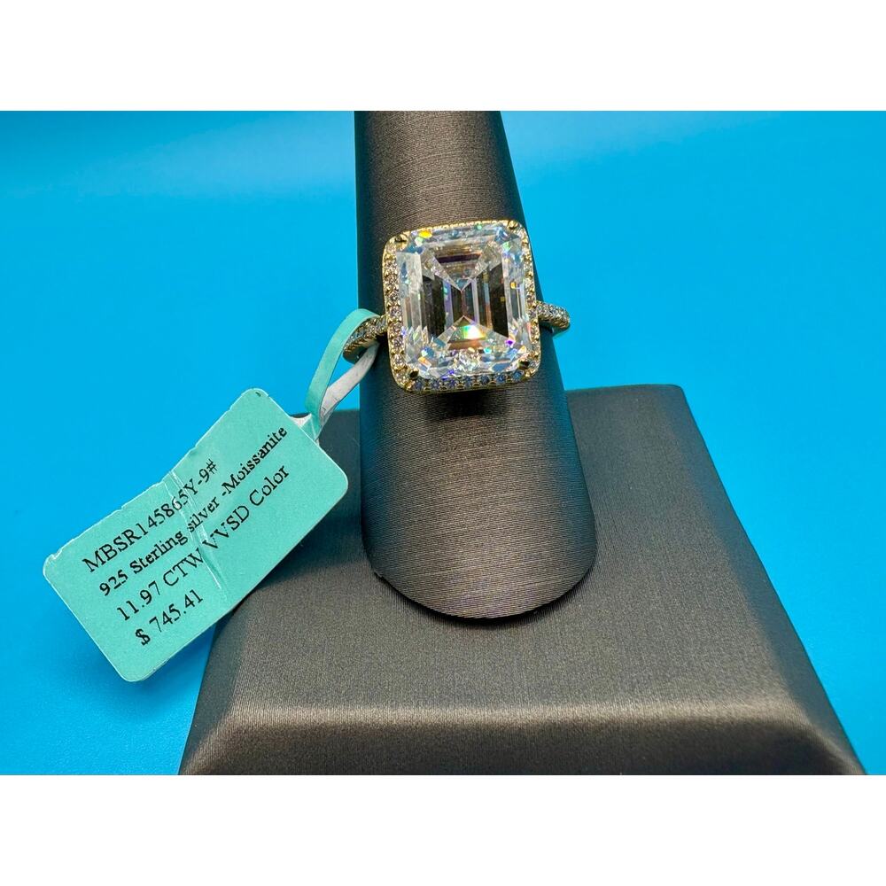 NWT Sz. 8.75 (tagged 9) - 11.97CTW Moissanite Gold Over 925 Silver - Picture 10 of 10